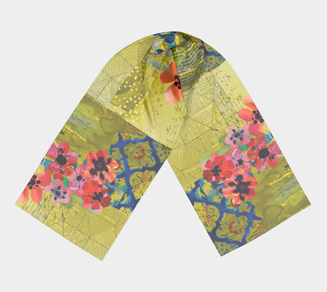 Olive Blooms Long Scarf