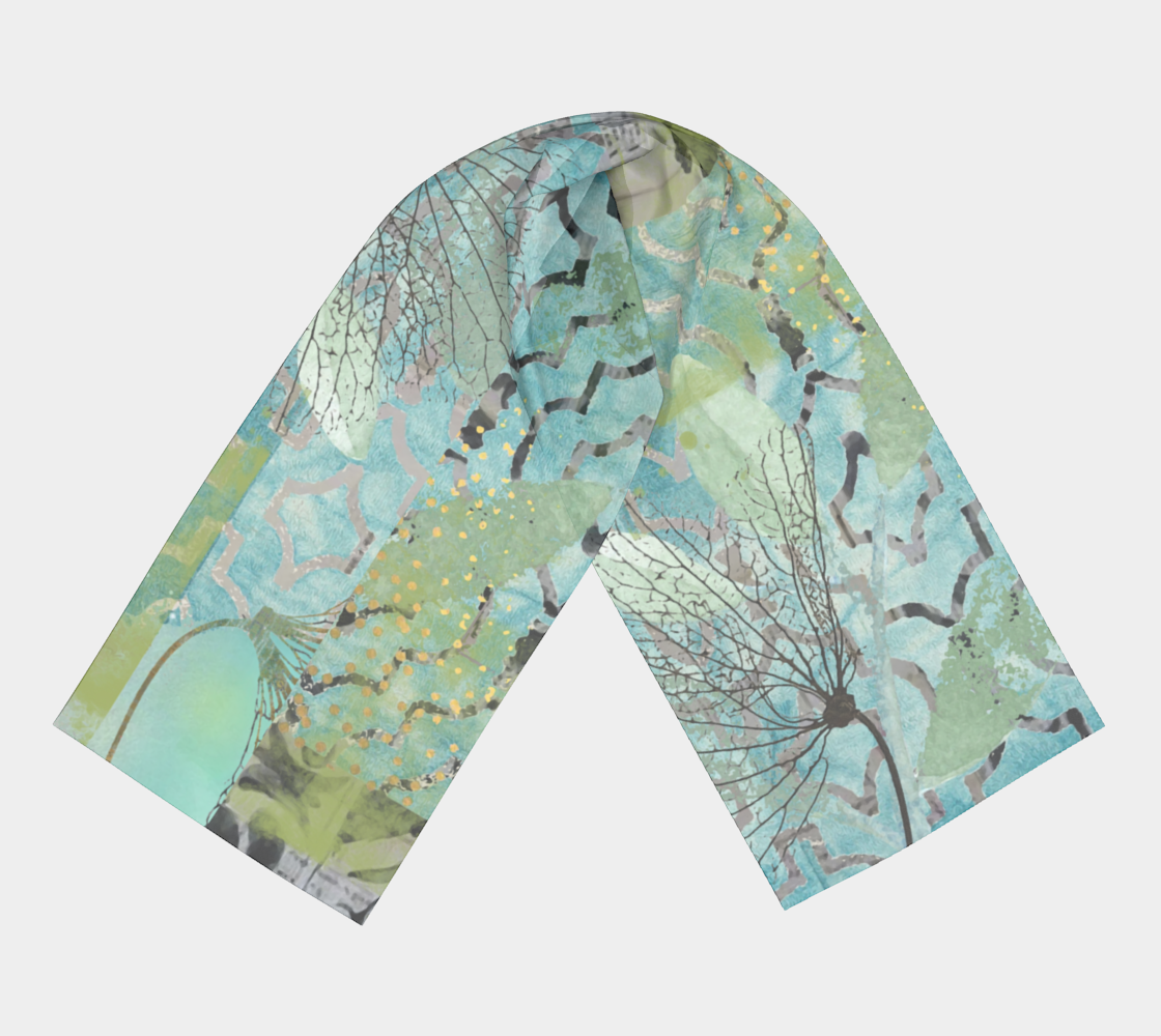 Teal Hydrangea Long Scarf