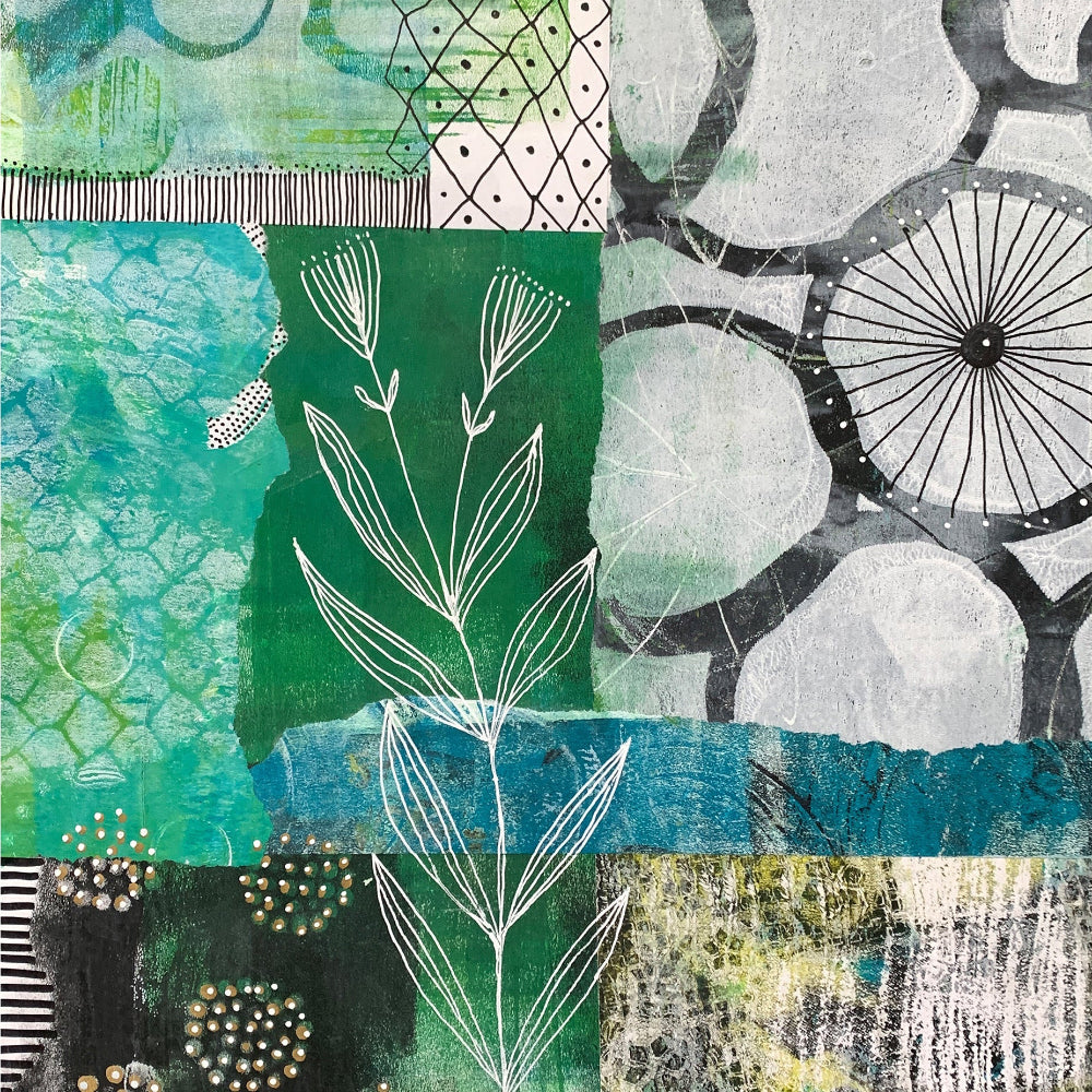 Vine Around - Abstract Art Collage Origami Tote Bag