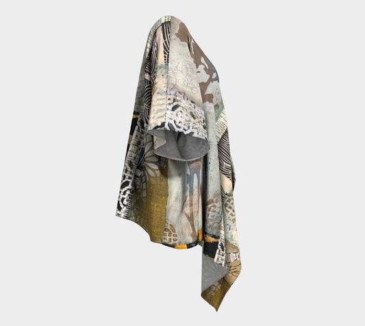 Autumn Field Botanical Collage - Draped Kimono Shawl
