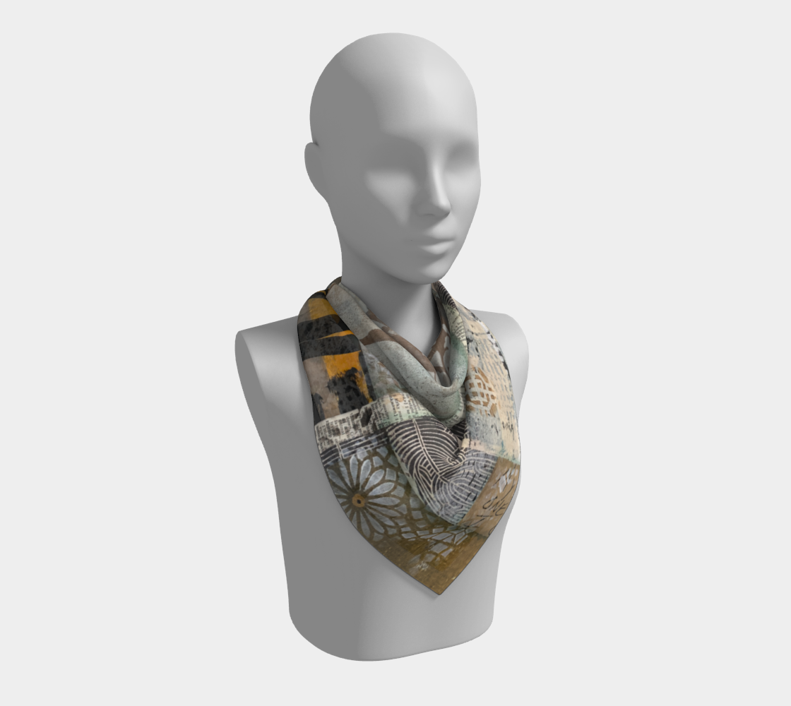 Autumn Field – Botanical Abstract Collage Square Scarf