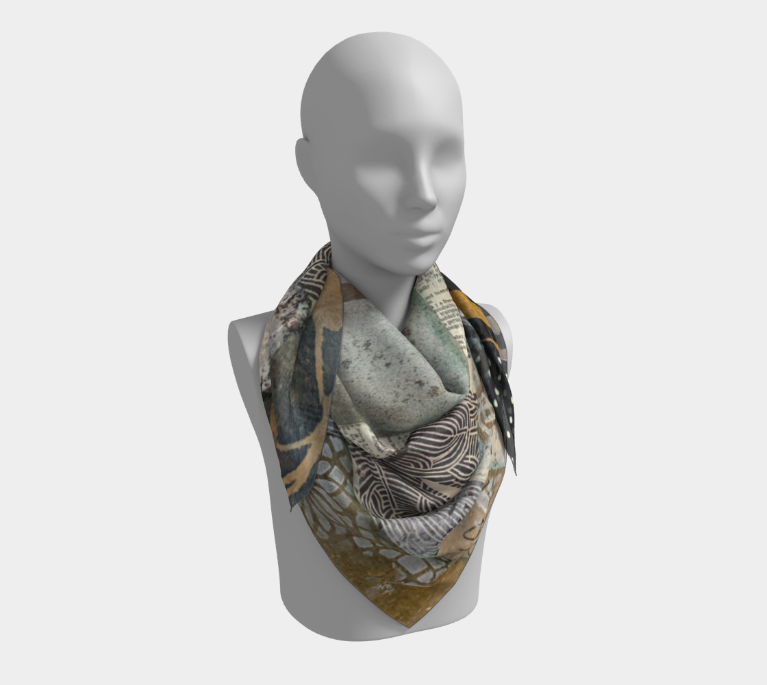 Autumn Field – Botanical Abstract Collage Square Scarf