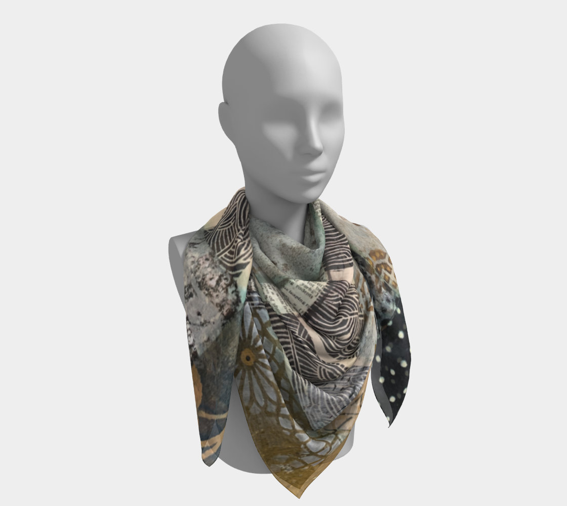 Autumn Field – Botanical Abstract Collage Square Scarf