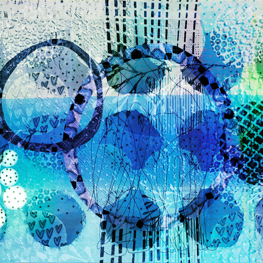 Blue Lagoon – Abstract Collage Square Scarf