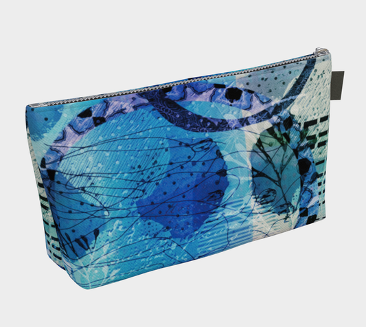 Blue Lagoon Abstract Botanical - Lined Makeup Bag