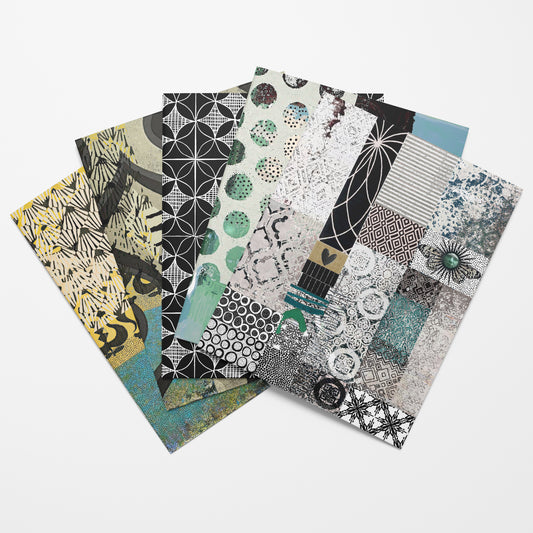 Sketchbook Vase Cool Textures Collage Papers - 12 Page Printable Download 017