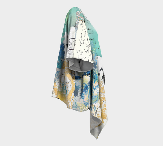 Cloudless Abstract Art - Draped Kimono Shawl