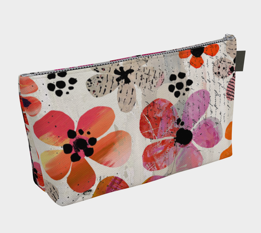 Floral patterned pouch on a white background