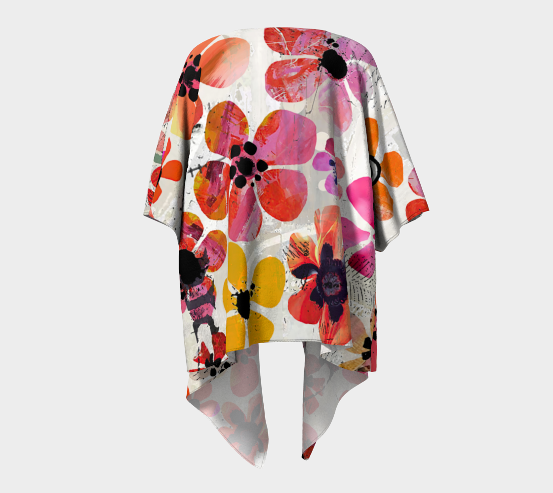 Cut Flowers - Nature Inspired Abstract Draped Kimono Shawl