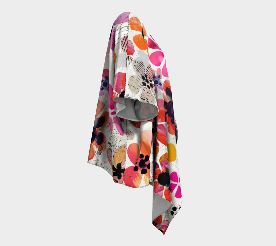 Cut Flowers - Nature Inspired Abstract Draped Kimono Shawl