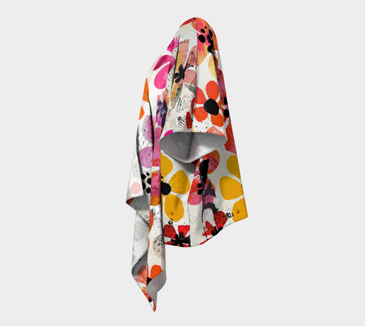 Cut Flowers - Nature Inspired Abstract Draped Kimono Shawl
