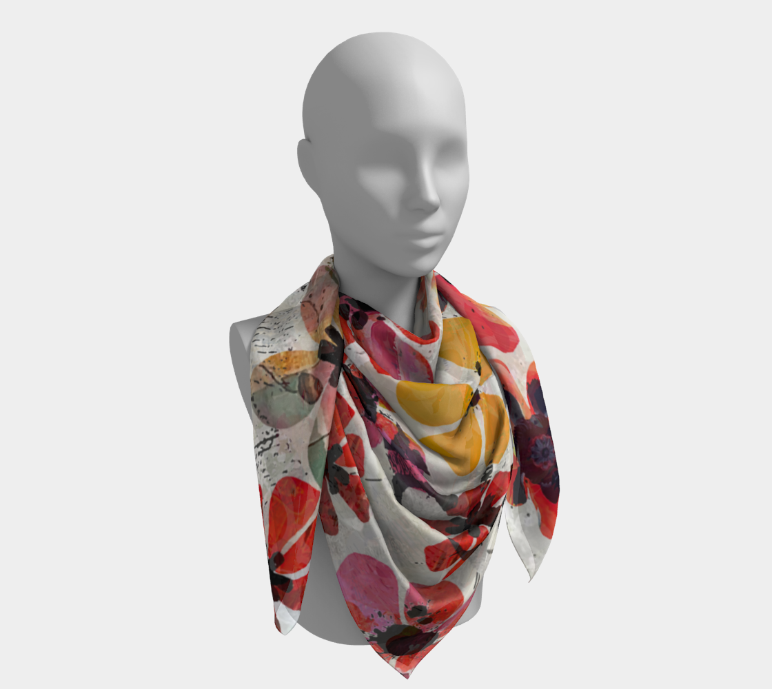 Cut Flowers - Floral Hand Sketched Art Square Scarf