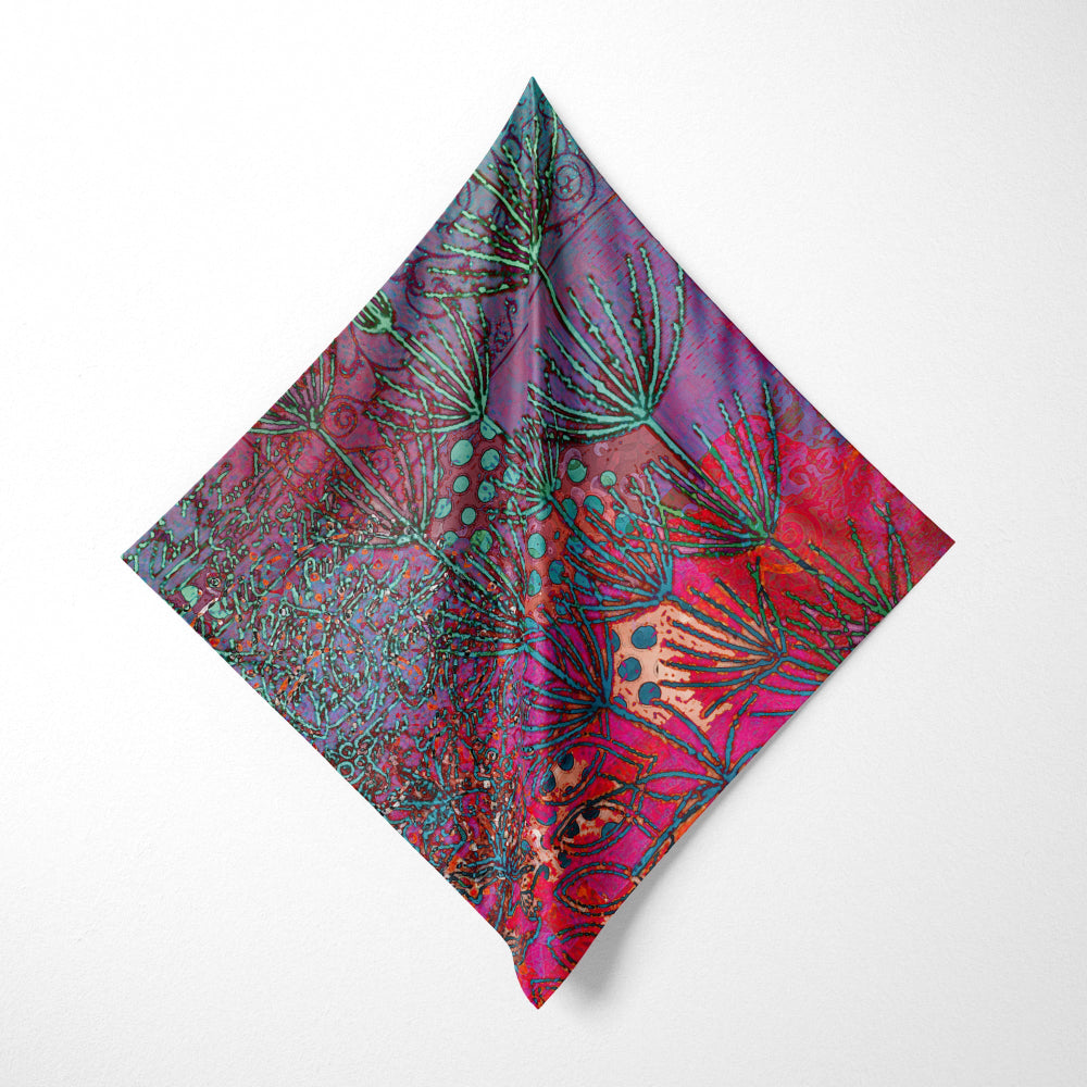 Evening Meadow – Nature Inspired Abstract Collage Square Scarf
