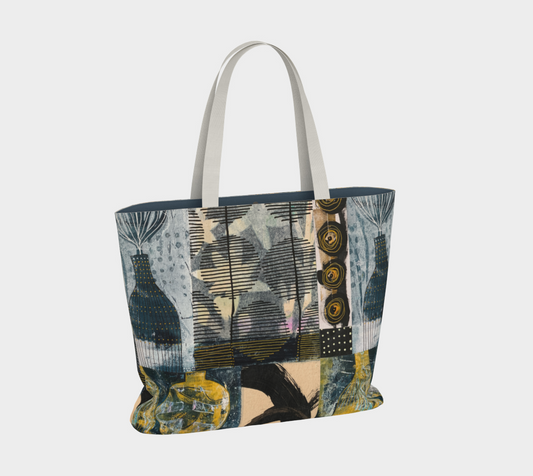 Tote bag with abstract pattern on a white background