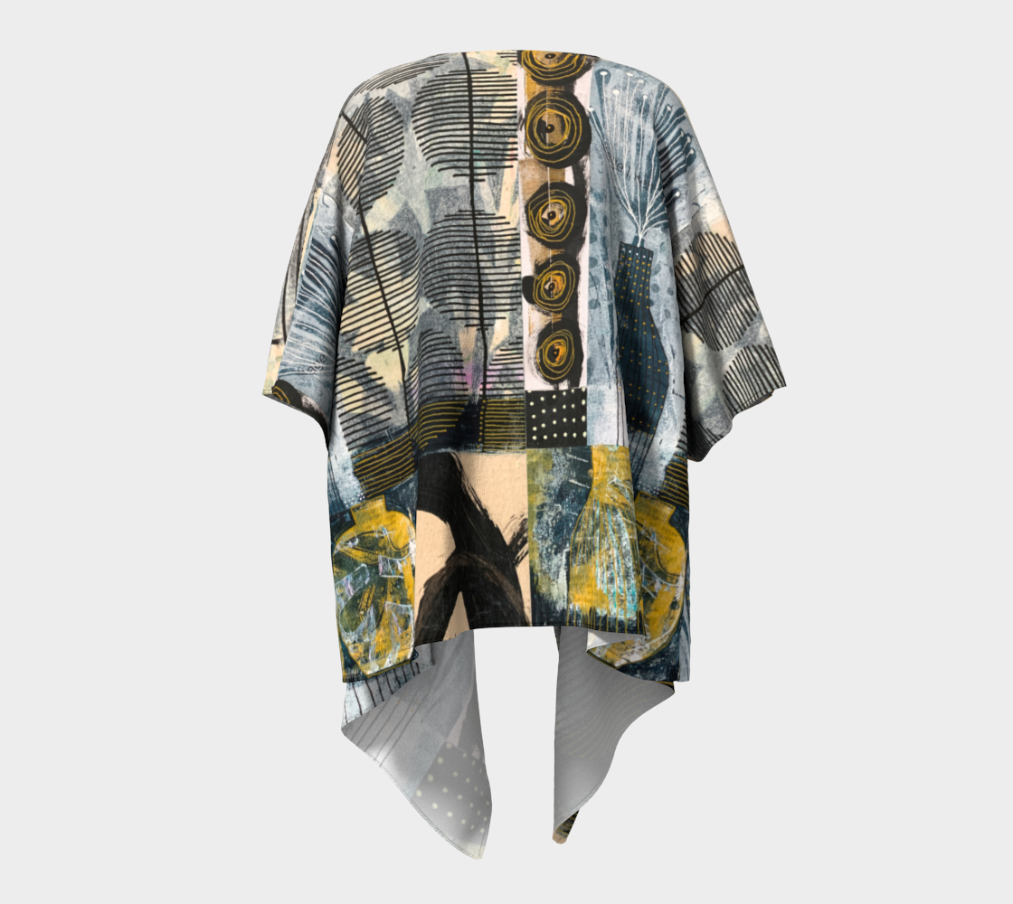 Finally - Abstract Collage Art Draped Kimono Shawl