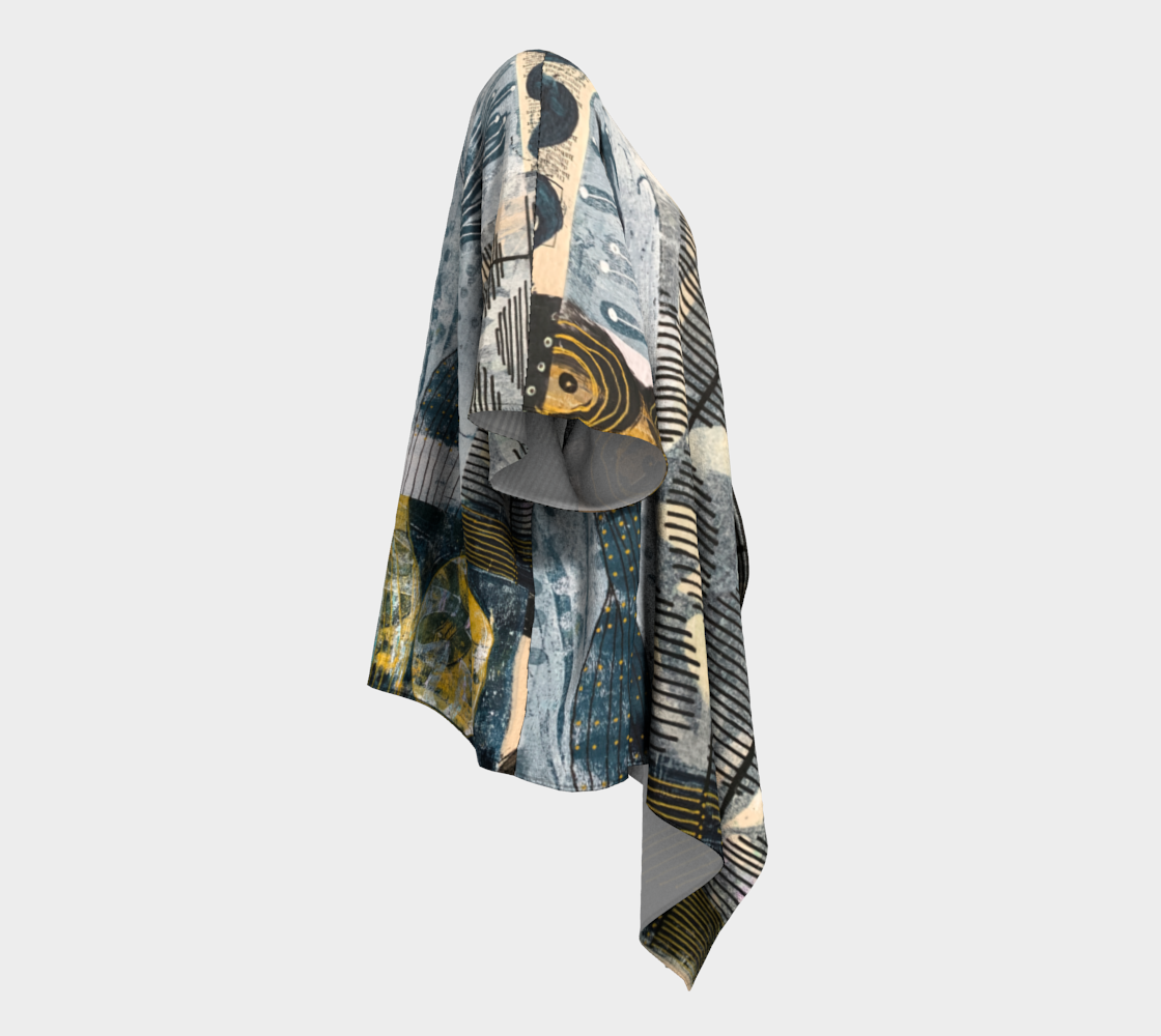 Finally - Abstract Collage Art Draped Kimono Shawl