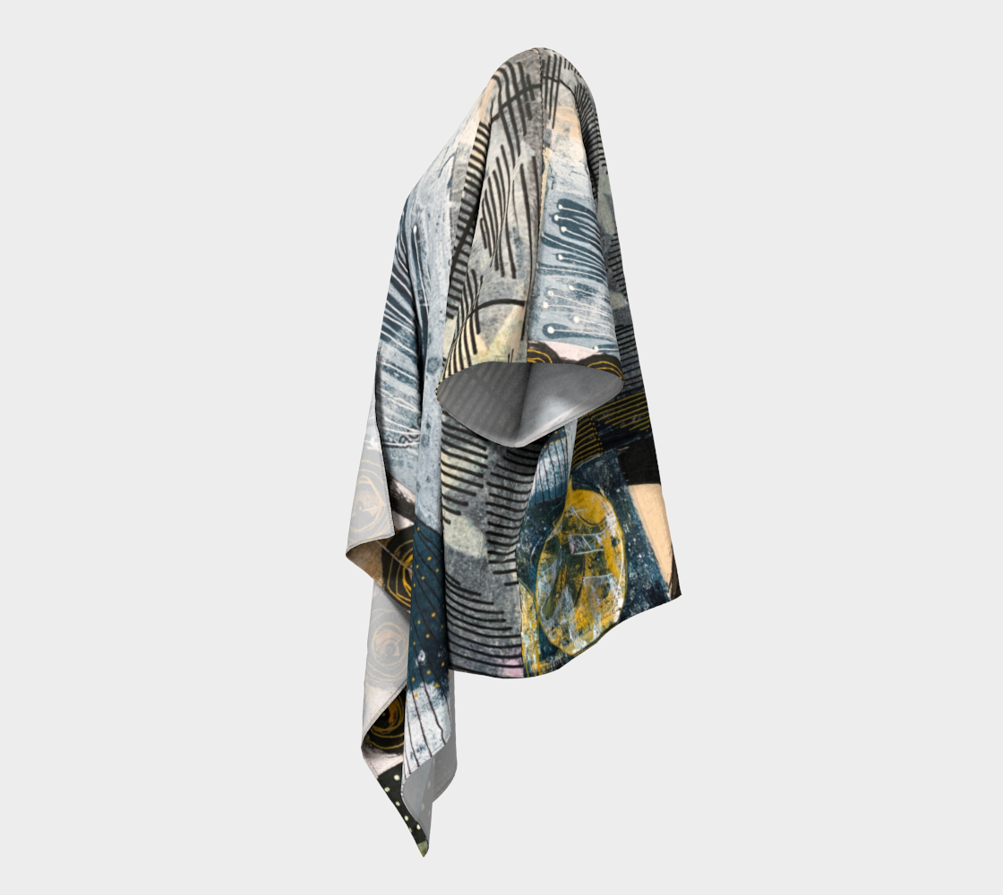 Finally - Abstract Collage Art Draped Kimono Shawl