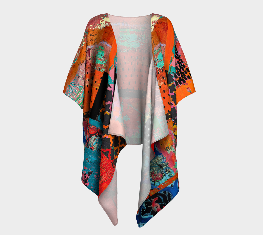 Firebrand - Abstract Art Draped Kimono Shawl
