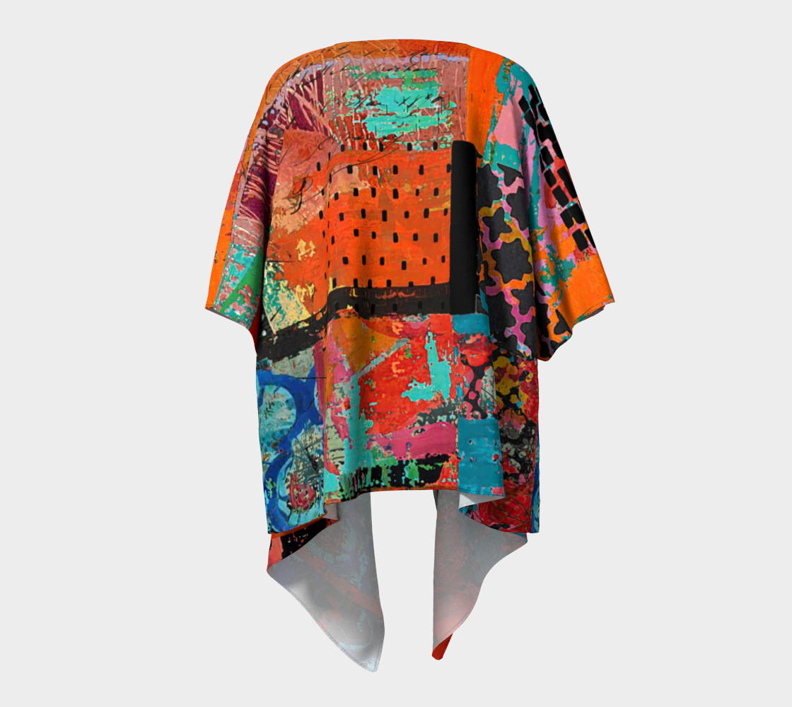 Firebrand - Abstract Art Draped Kimono Shawl