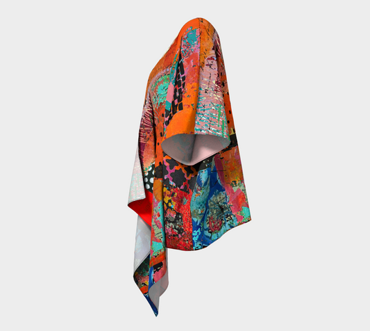 Firebrand Abstract Art - Draped Kimono Shawl