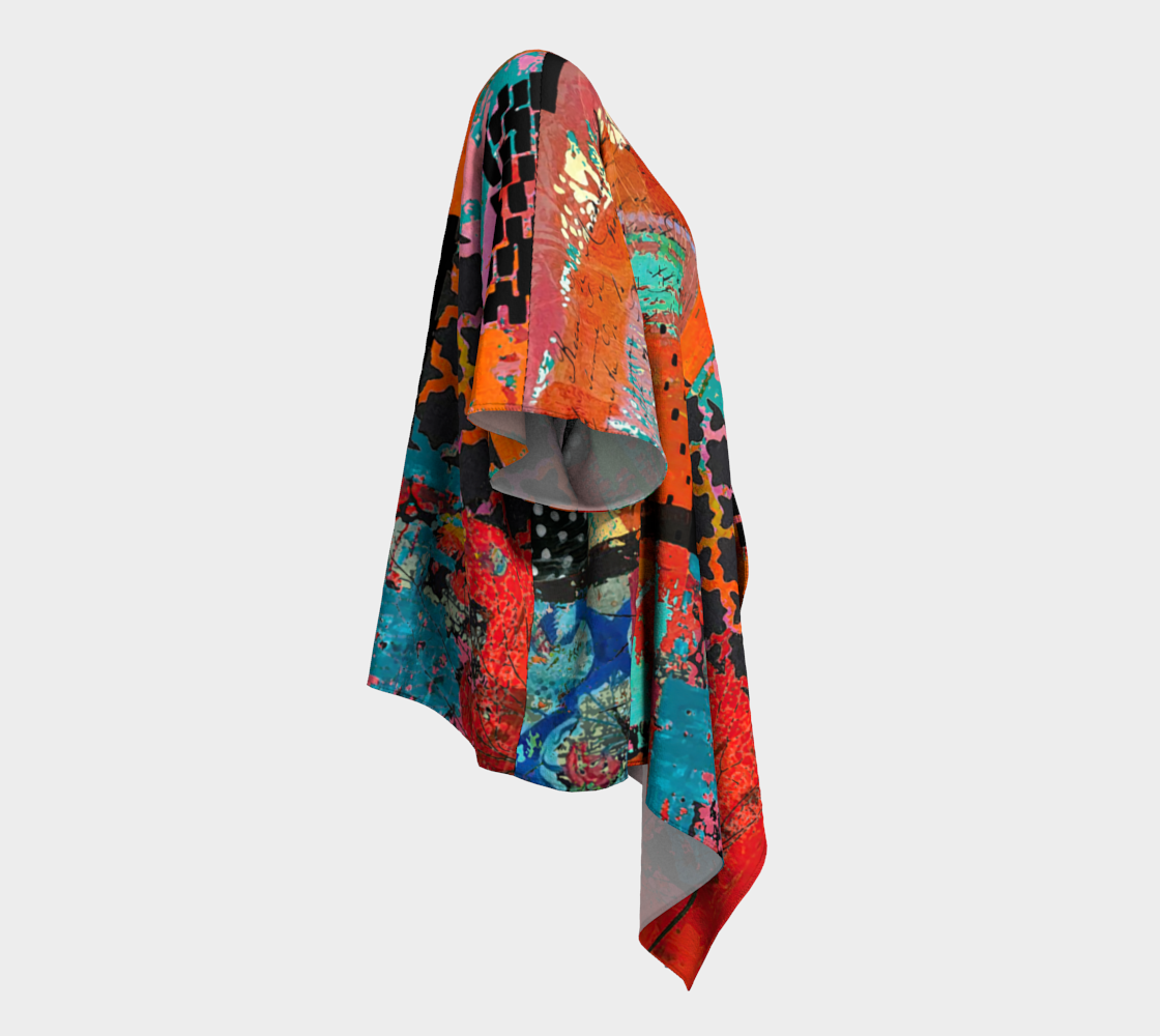 Firebrand - Abstract Art Draped Kimono Shawl