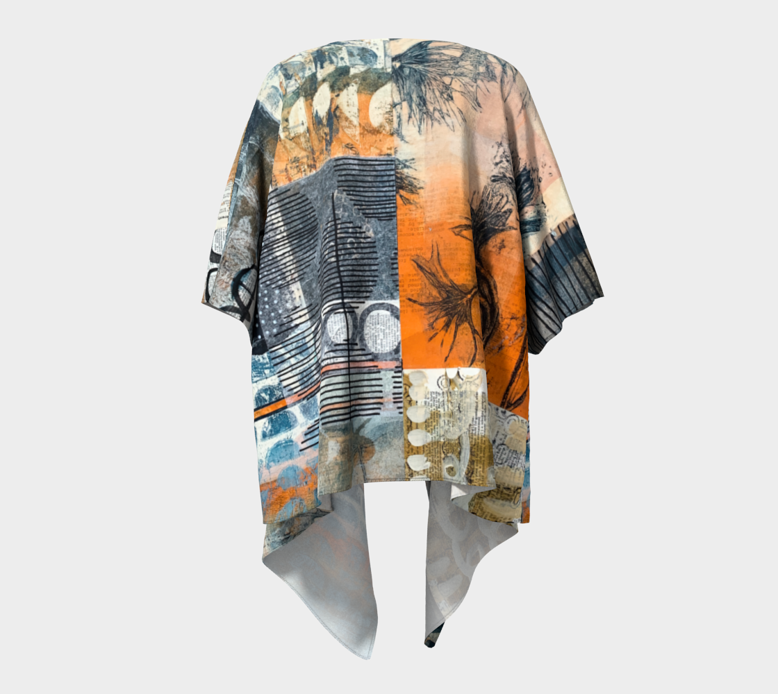 Forest Floor - Nature Inspired Collage Art Draped Kimono Shawl
