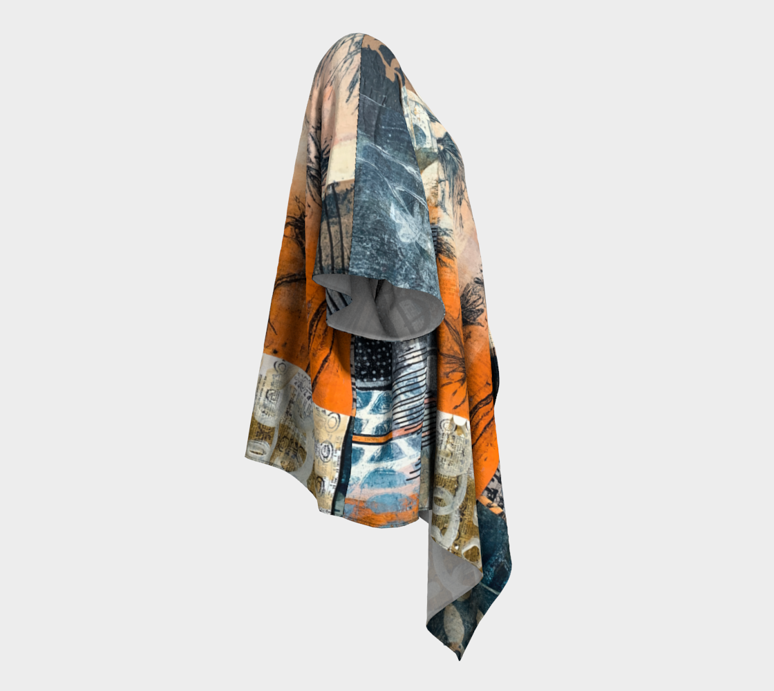 Forest Floor - Nature Inspired Collage Art Draped Kimono Shawl