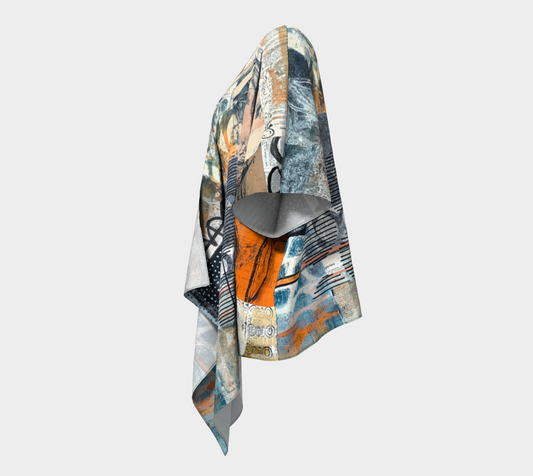 Forest Floor - Nature Inspired Collage Art Draped Kimono Shawl