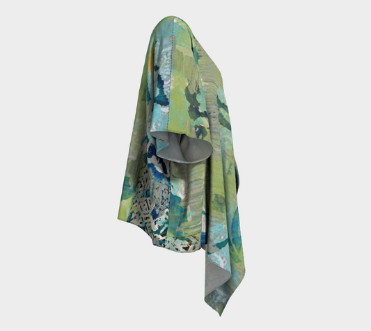 Forest Shade Abstract Art - Draped Kimono Shawl