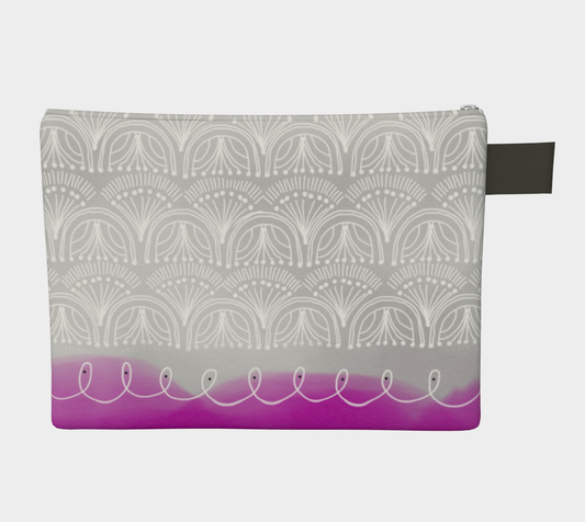 Patterned pouch with a gradient design on a white background