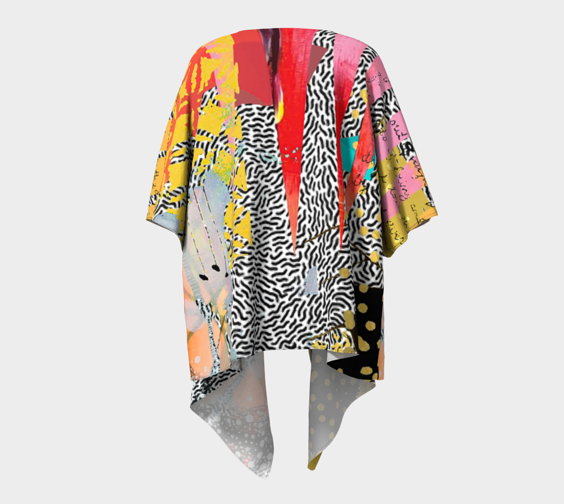 Gold Lattice - Abstract Art Draped Kimono Shawl