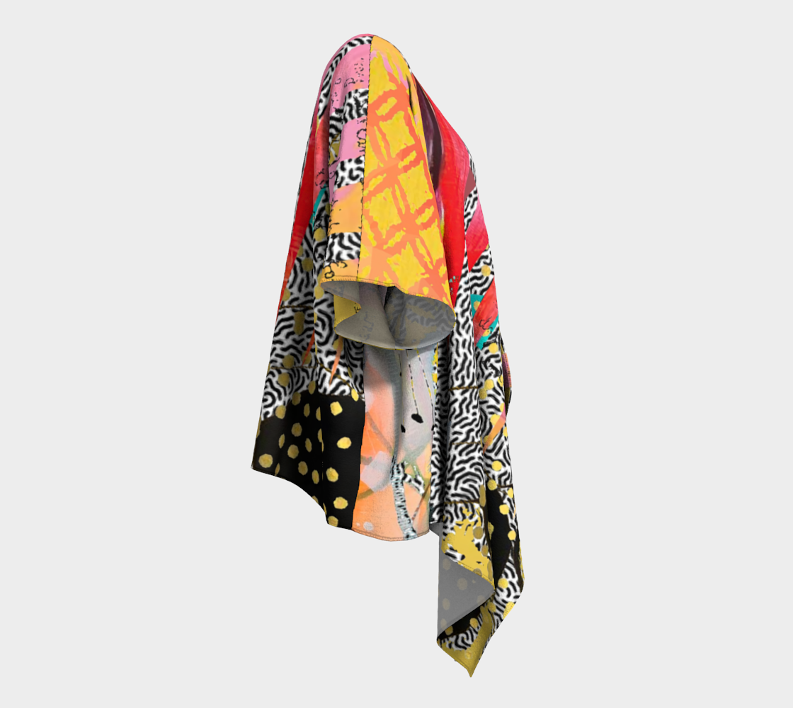 Gold Lattice - Abstract Art Draped Kimono Shawl