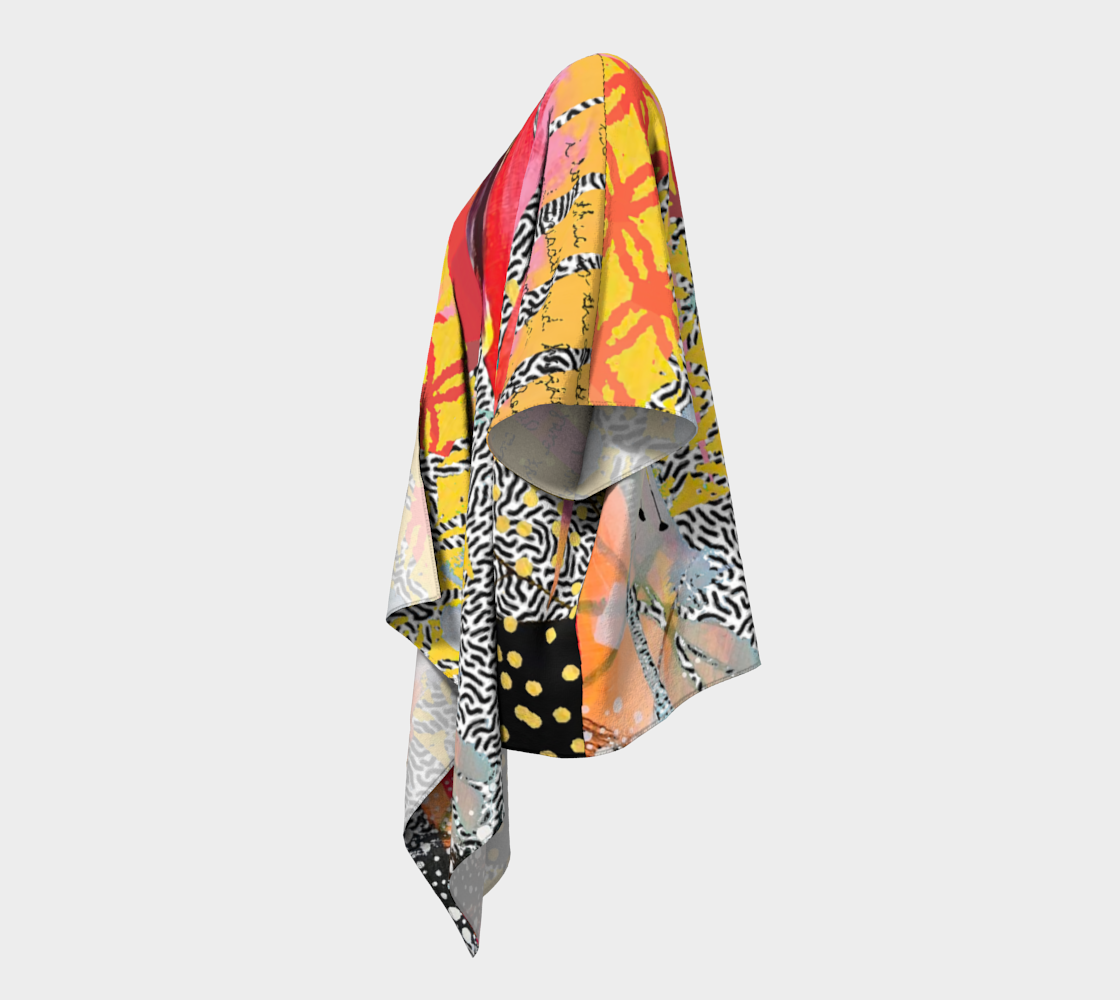 Gold Lattice - Abstract Art Draped Kimono Shawl