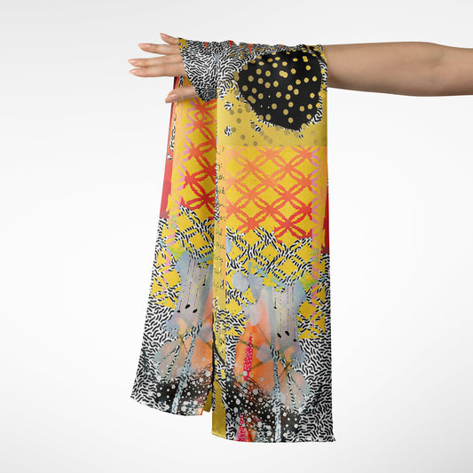 Gold Lattice Abstract Art - Long Scarf
