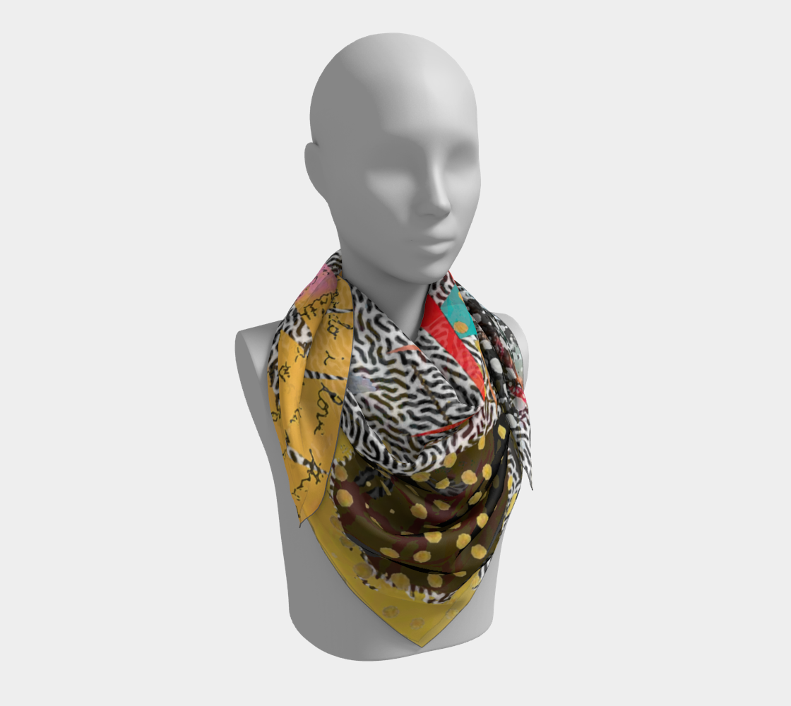 Gold Lattice - Abstract Art Square Scarf