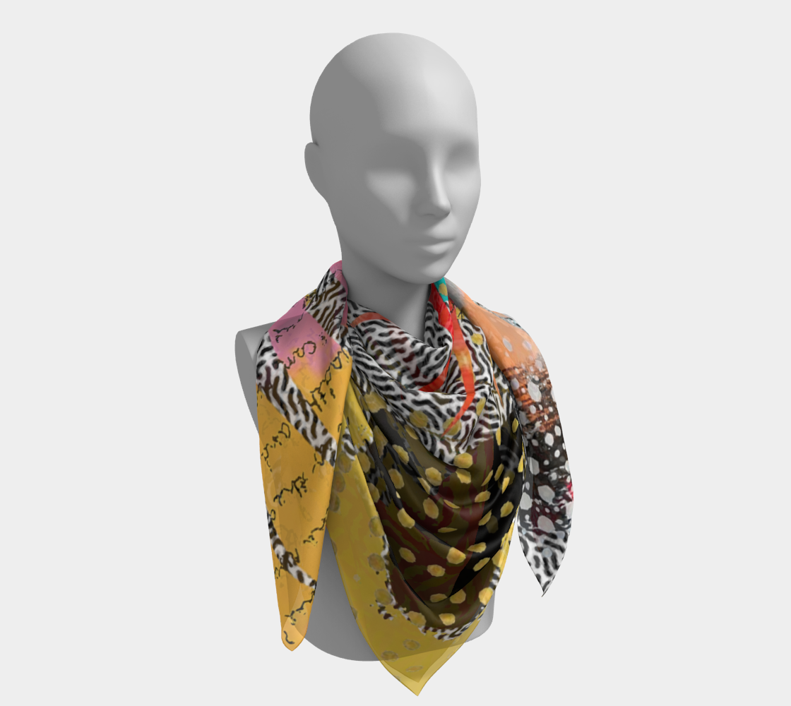 Gold Lattice - Abstract Art Square Scarf