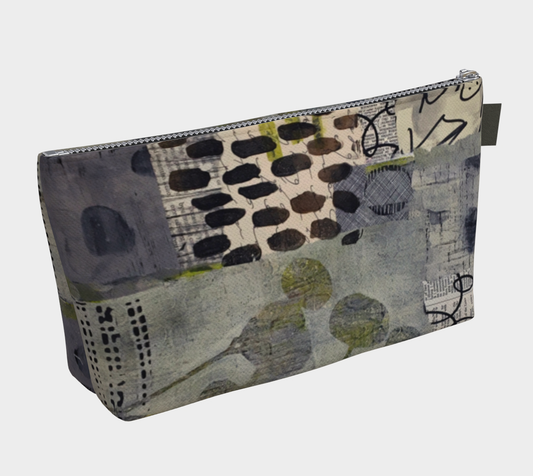 Grey Eucalyptus Botanical Collage - Lined Makeup Bag