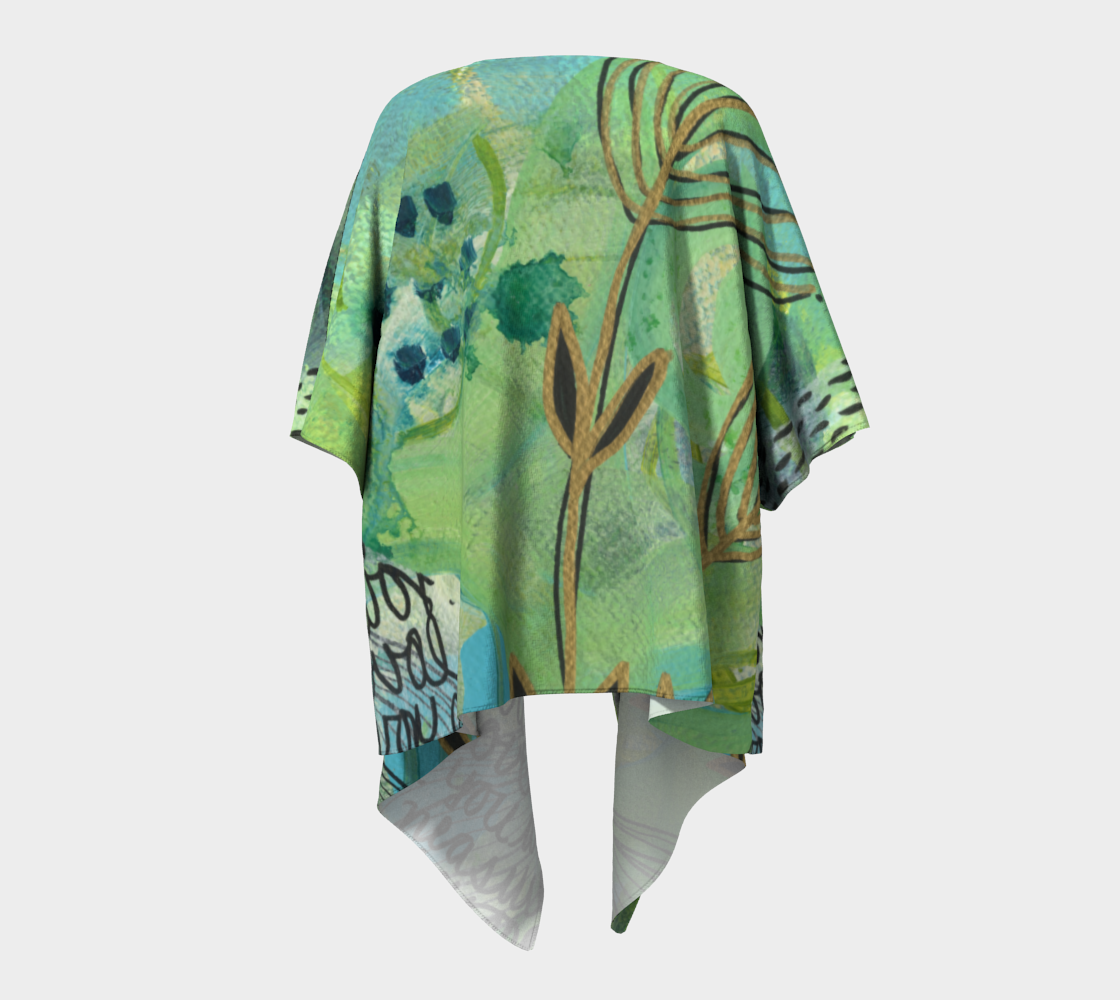 Growing Green - Nature Inspired Abstract Draped Kimono Shawl
