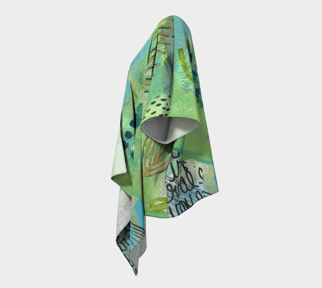 Growing Green - Nature Inspired Abstract Draped Kimono Shawl