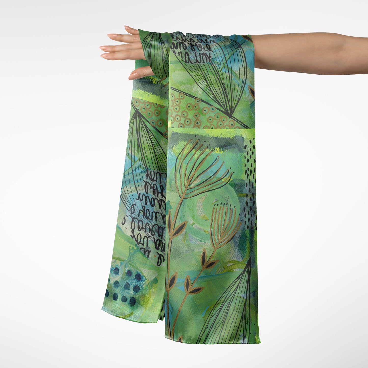 Growing Green - Abstract Botanical Art Long Scarf