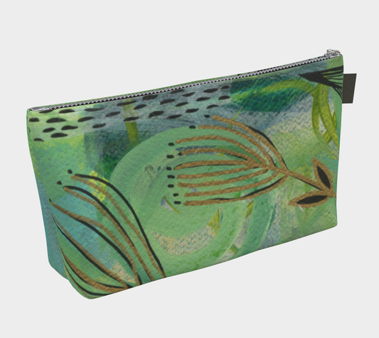Growing Green Abstract Botanical - Lined Makeup Bag