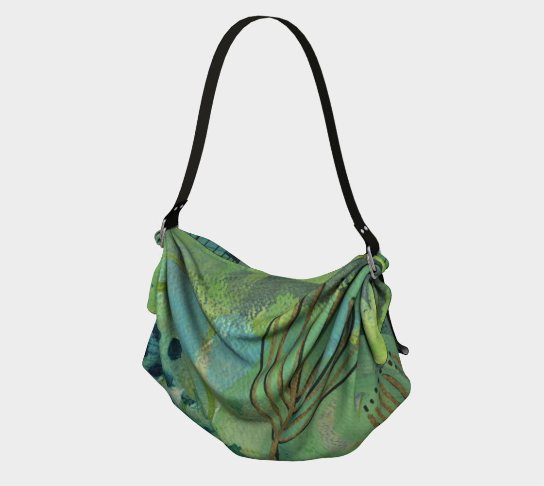 Growing Green - Nature Inspired Abstract Art Origami Tote Bag