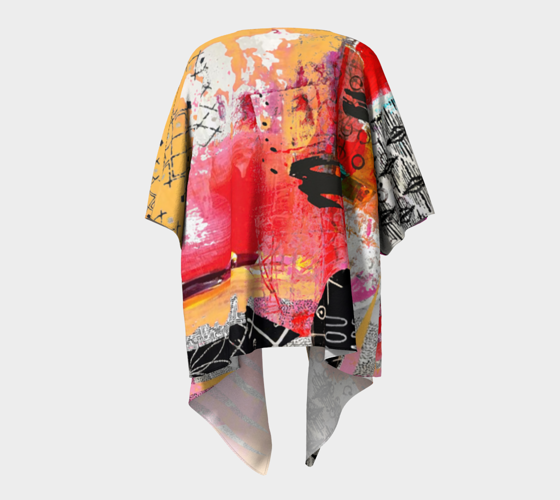 Here Draped - Abstract Art Draped Kimono Shawl