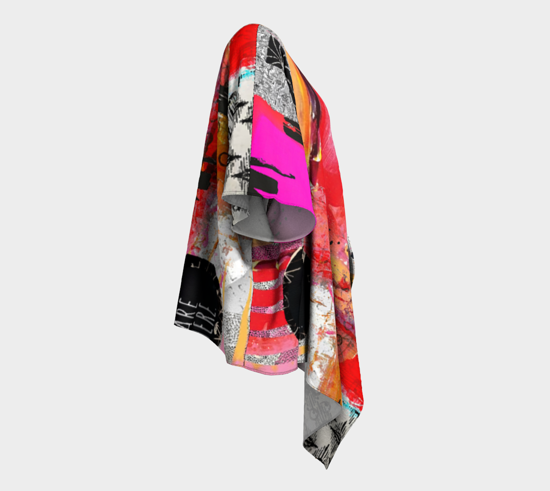 Here Draped - Abstract Art Draped Kimono Shawl