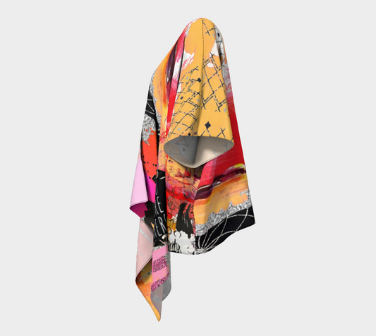 Here Draped - Abstract Art Draped Kimono Shawl