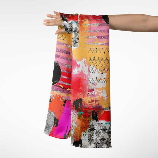 Here Long - Abstract Collage Art Scarf