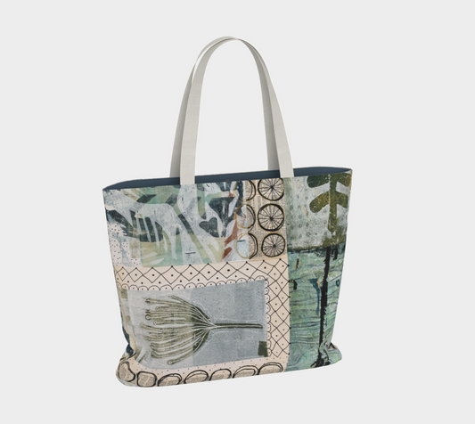 Just Picked Botanical Collage - Large Lined Tote Bag