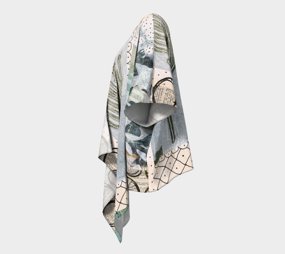 Just Picked - Abstract Collage Art Draped Kimono Shawl
