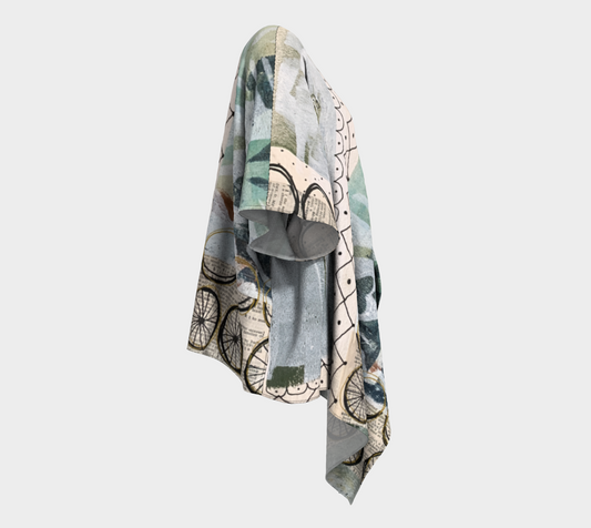 Just Picked - Abstract Collage Art Draped Kimono Shawl