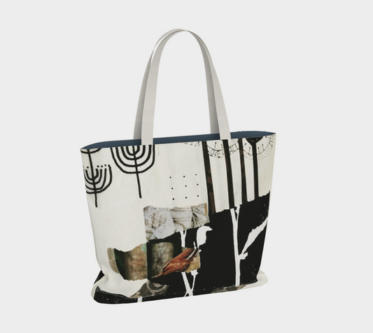 Keep Shining Botanical Collage - Large Lined Tote Bag